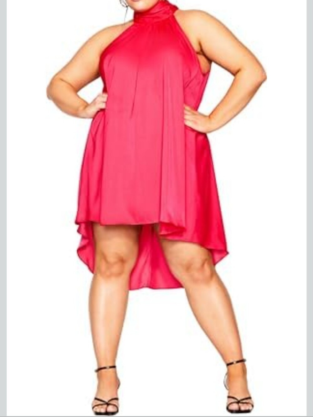NWT City Chic Hi Lo Shine Tunic Dress Hot Pink Size 16
